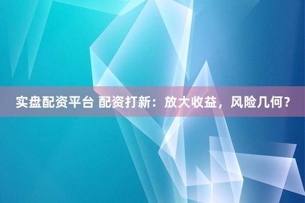 实盘配资平台 配资打新：放大收益，风险几何？