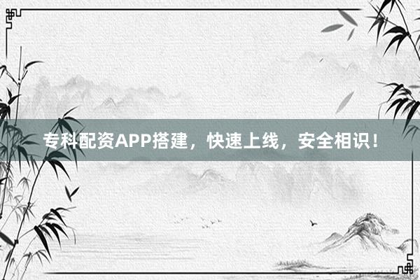 专科配资APP搭建，快速上线，安全相识！