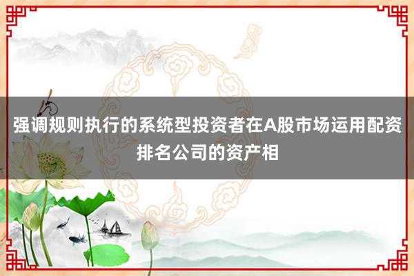 强调规则执行的系统型投资者在A股市场运用配资排名公司的资产相