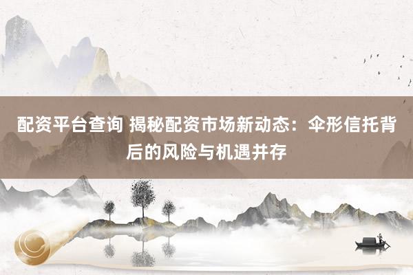 配资平台查询 揭秘配资市场新动态：伞形信托背后的风险与机遇并存