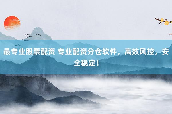 最专业股票配资 专业配资分仓软件，高效风控，安全稳定！