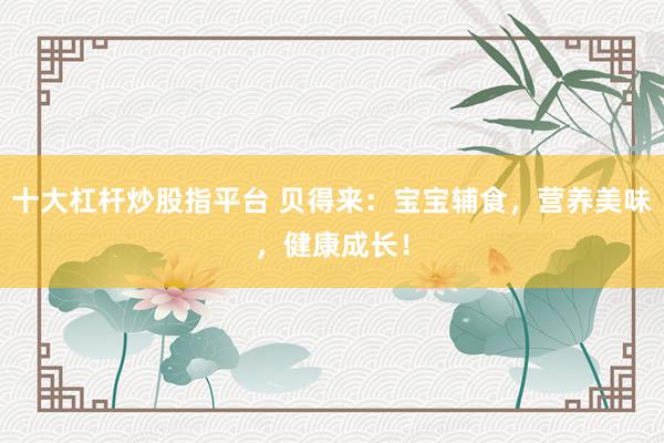 十大杠杆炒股指平台 贝得来：宝宝辅食，营养美味，健康成长！